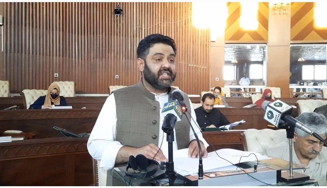 Finance Minister G-B Javed Ali Manwa is presenting budget 2022-23