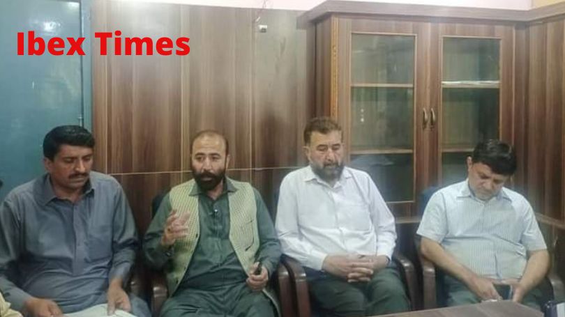 officials of Grand Health Alliance Gilgit-Baltistan (GHA-GB) are addressing a press conference