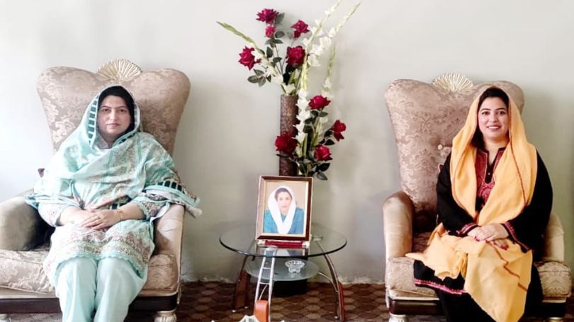 PPP women leaders Ms. Maira Tarana (left) from AJK meet Sobia Muqadam (right) in Gilgit