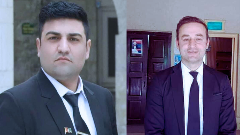 The newly elected Gilgit Bar Association president Shahid Abbas Advocate (right) and general secretary Waqas Ahmad Advocate (left)