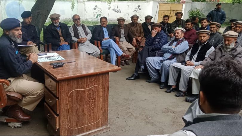 Danyor police sits with area notables regarding implementation of ban on aerial firing on chandrat