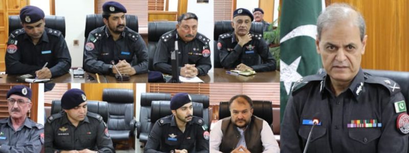 Newly appointed IG Gilgit-Baltistan is addressing police officers at Police Headquarters Gilgit