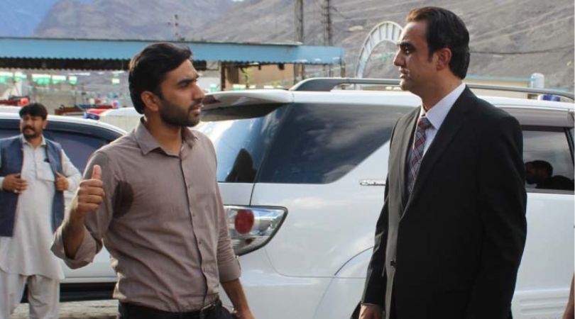 Commissioner Gilgit Division is being received by AC Gilgit on his visit to AC office