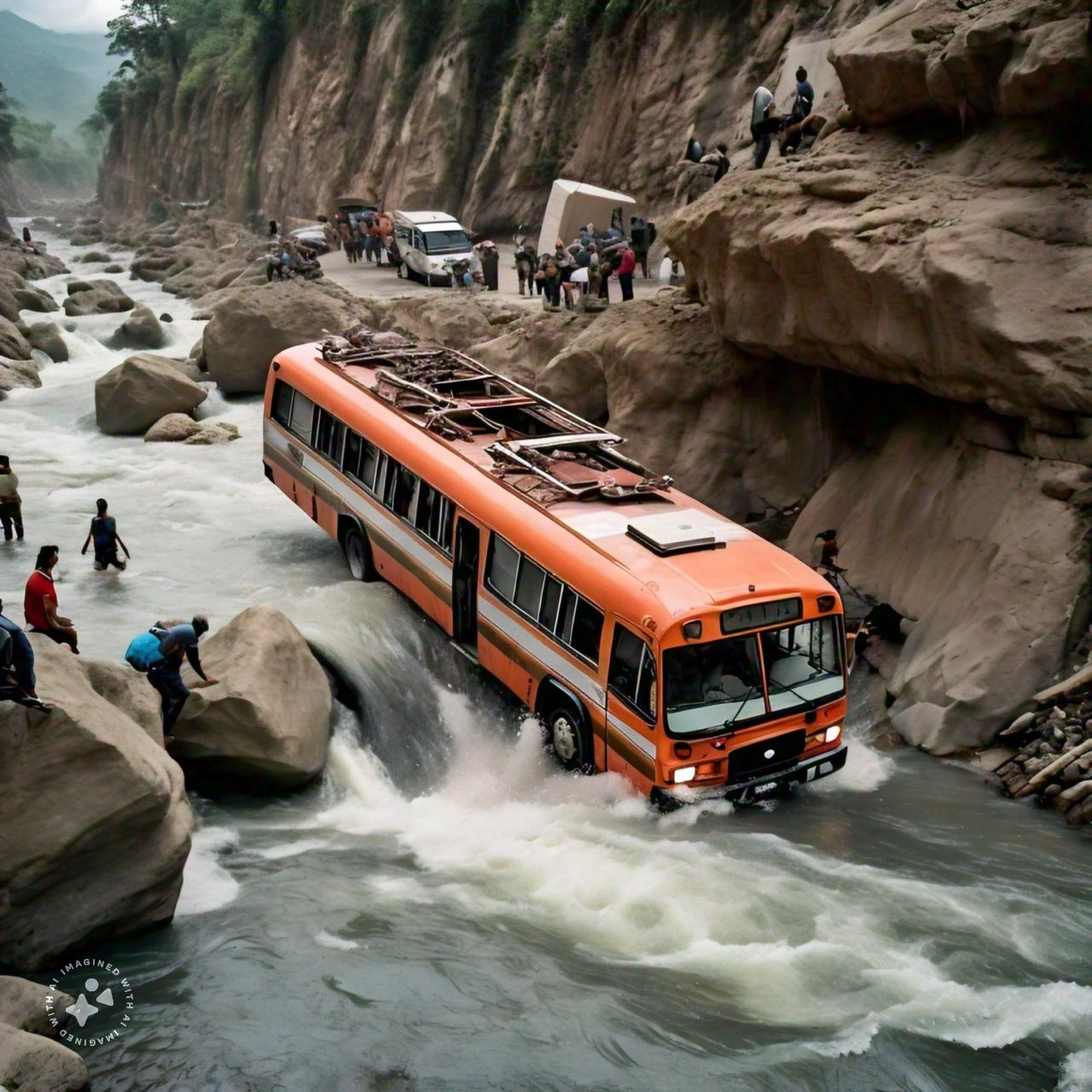 Bus Accident on KKH, A Meta AI generated image